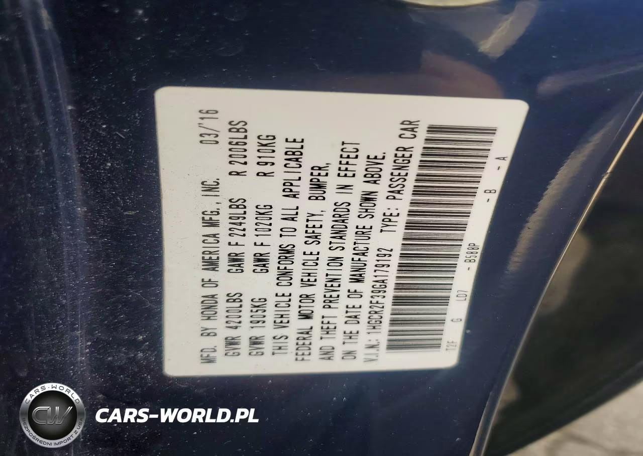 2016 Honda Accord Lx VIN:1HGCR2F39GA179192 - 12