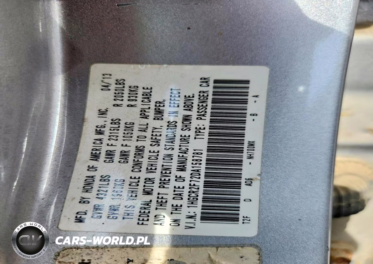 2013 Honda Accord Ex VIN:1HGCR2F72DA158781 - 12