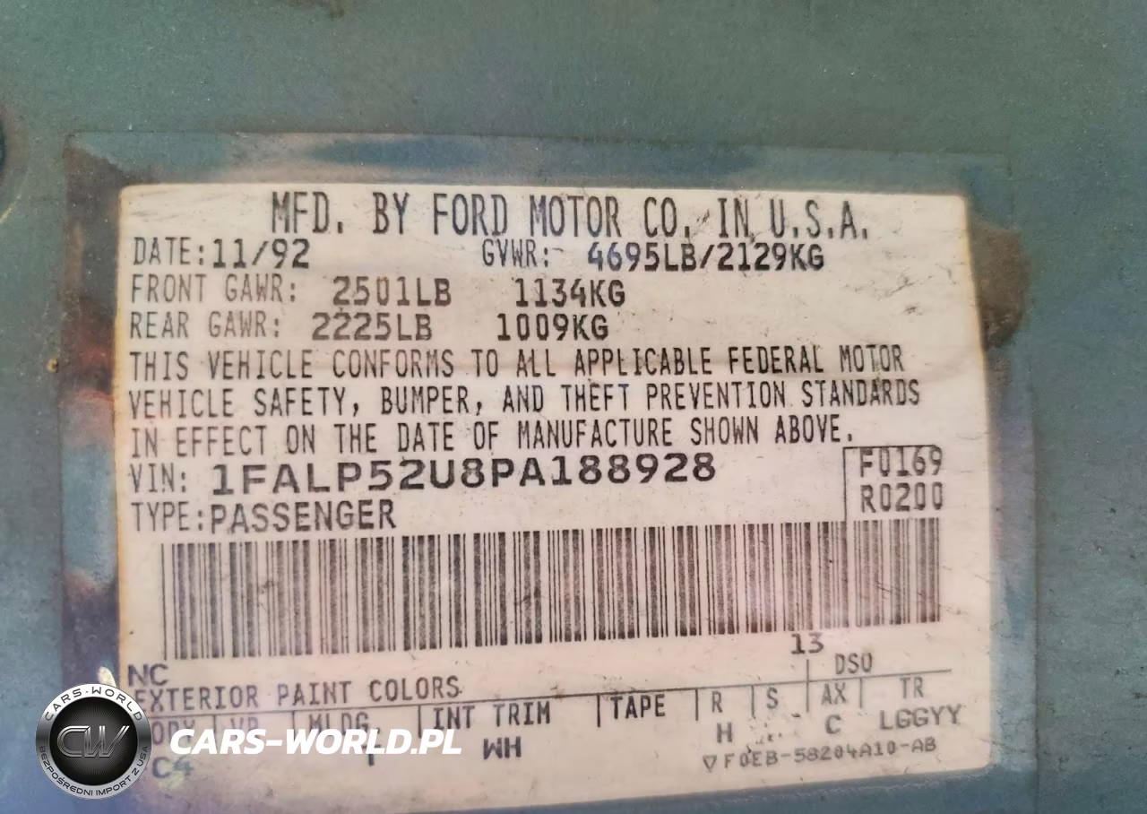 1993 Ford Taurus Gl VIN:1FALP52U8PA188928 - 12