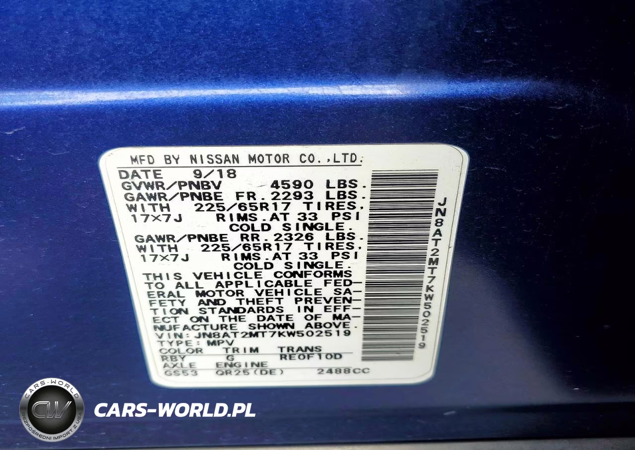 2019 Nissan Rogue S VIN:JN8AT2MT7KW502519 - 13