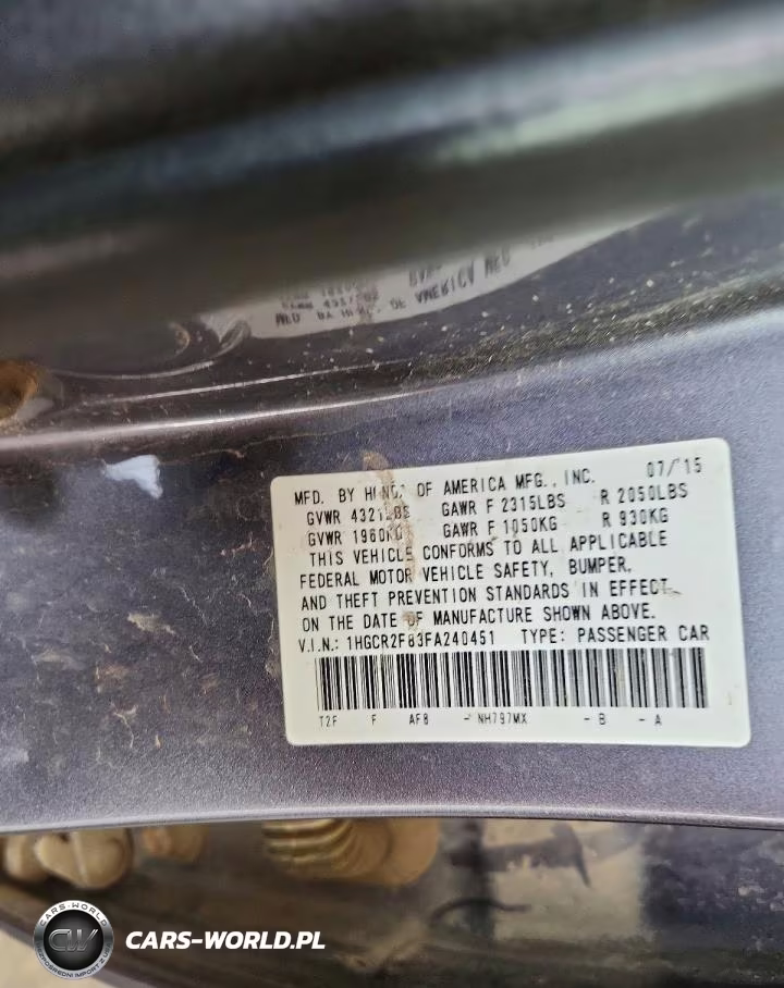 2015 Honda Accord Exl VIN:1HGCR2F83FA240451 - 12