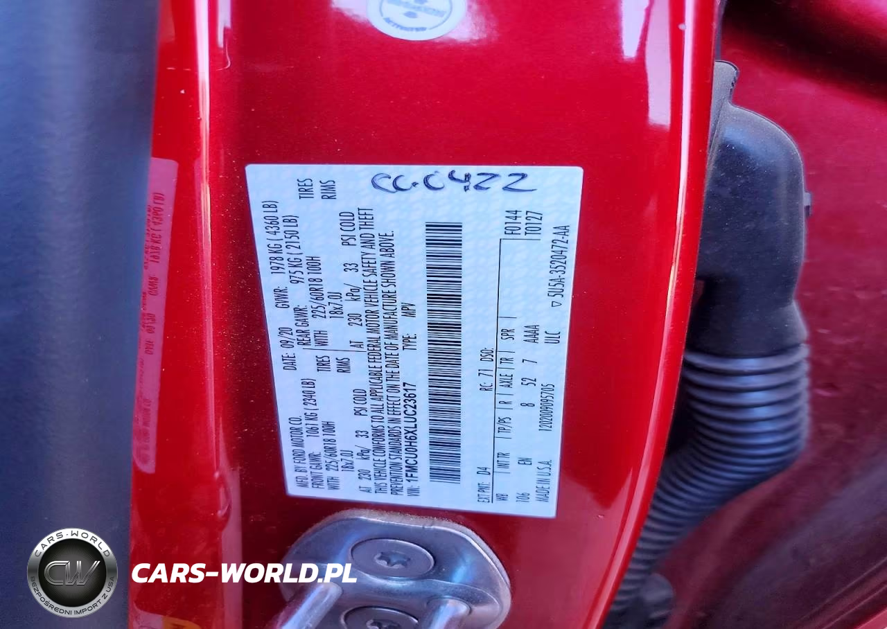 2020 Ford Escape Sel VIN:1FMCU0H6XLUC23617 - 14