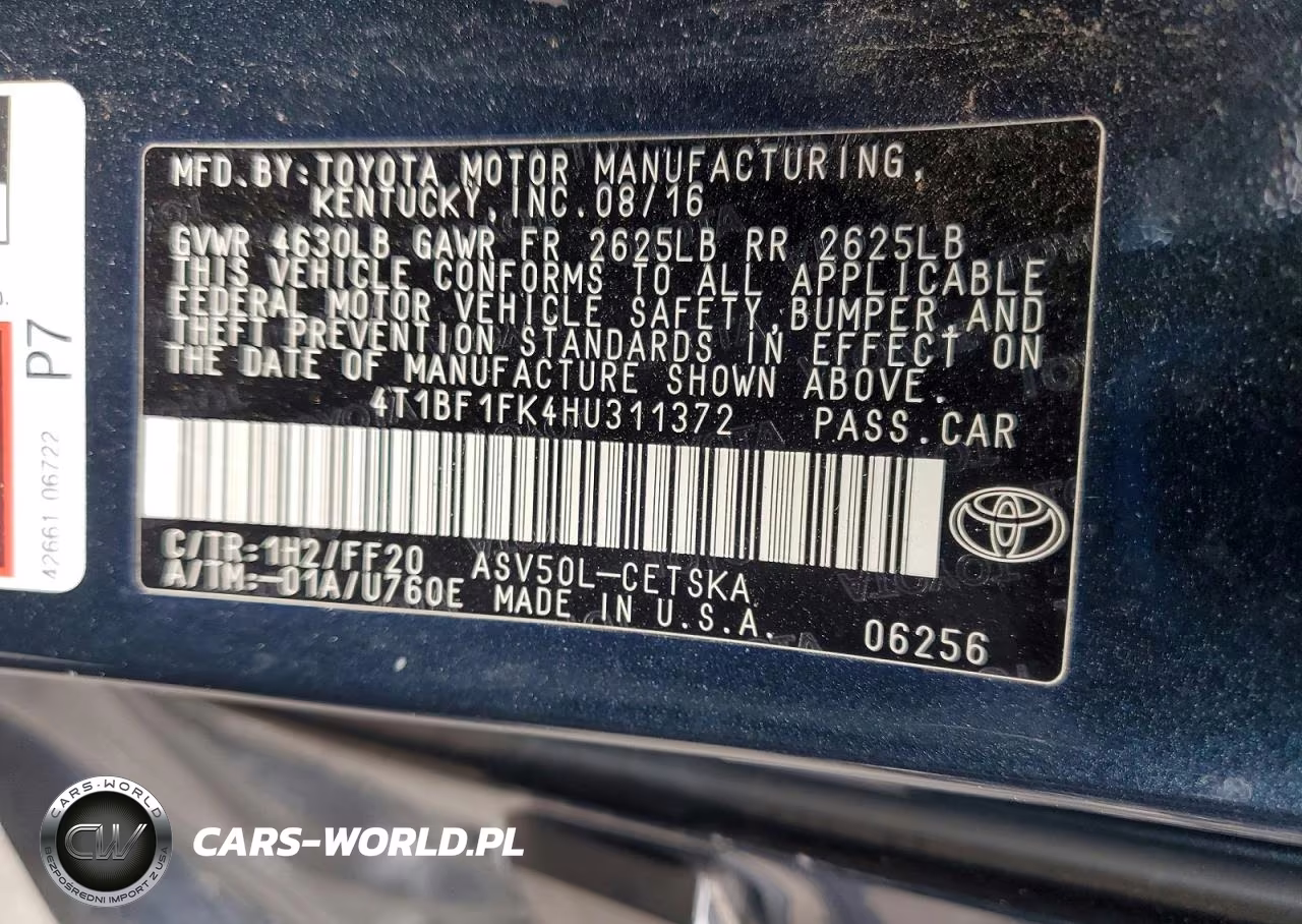 2017 Toyota Camry Se VIN:4T1BF1FK4HU311372 - 12