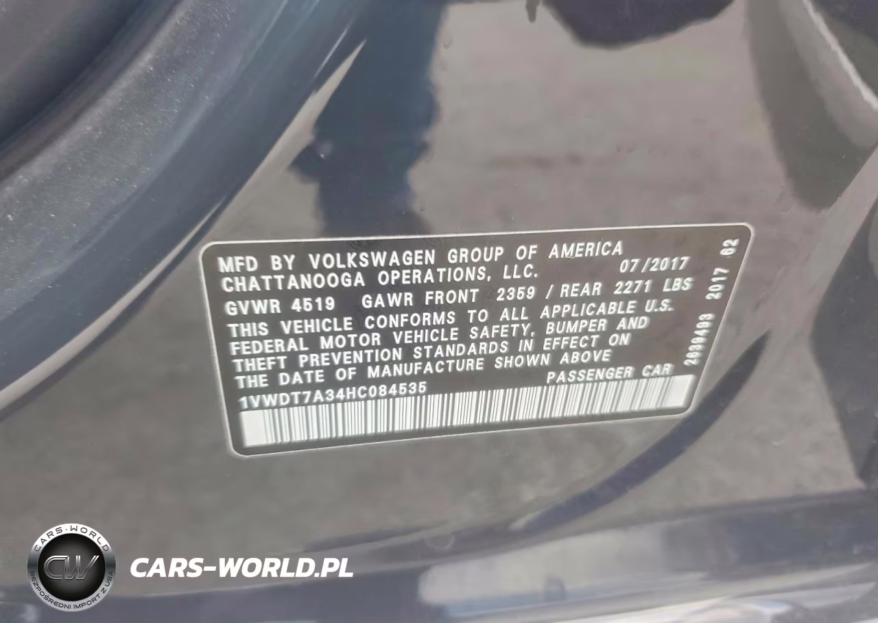 2017 Volkswagen Passat R-Line VIN:1VWDT7A34HC084535 - 12