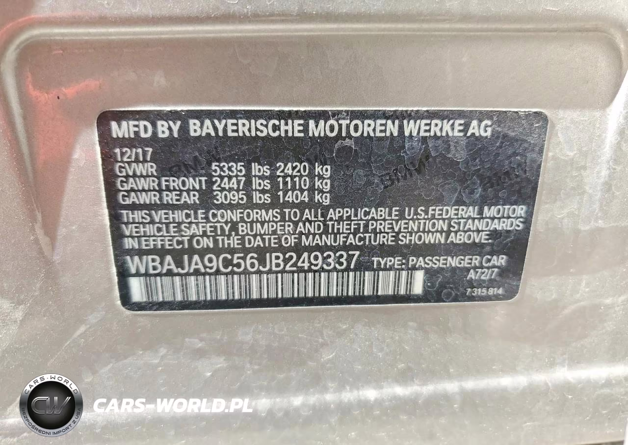 2018 BMW 530E VIN:WBAJA9C56JB249337 - 12