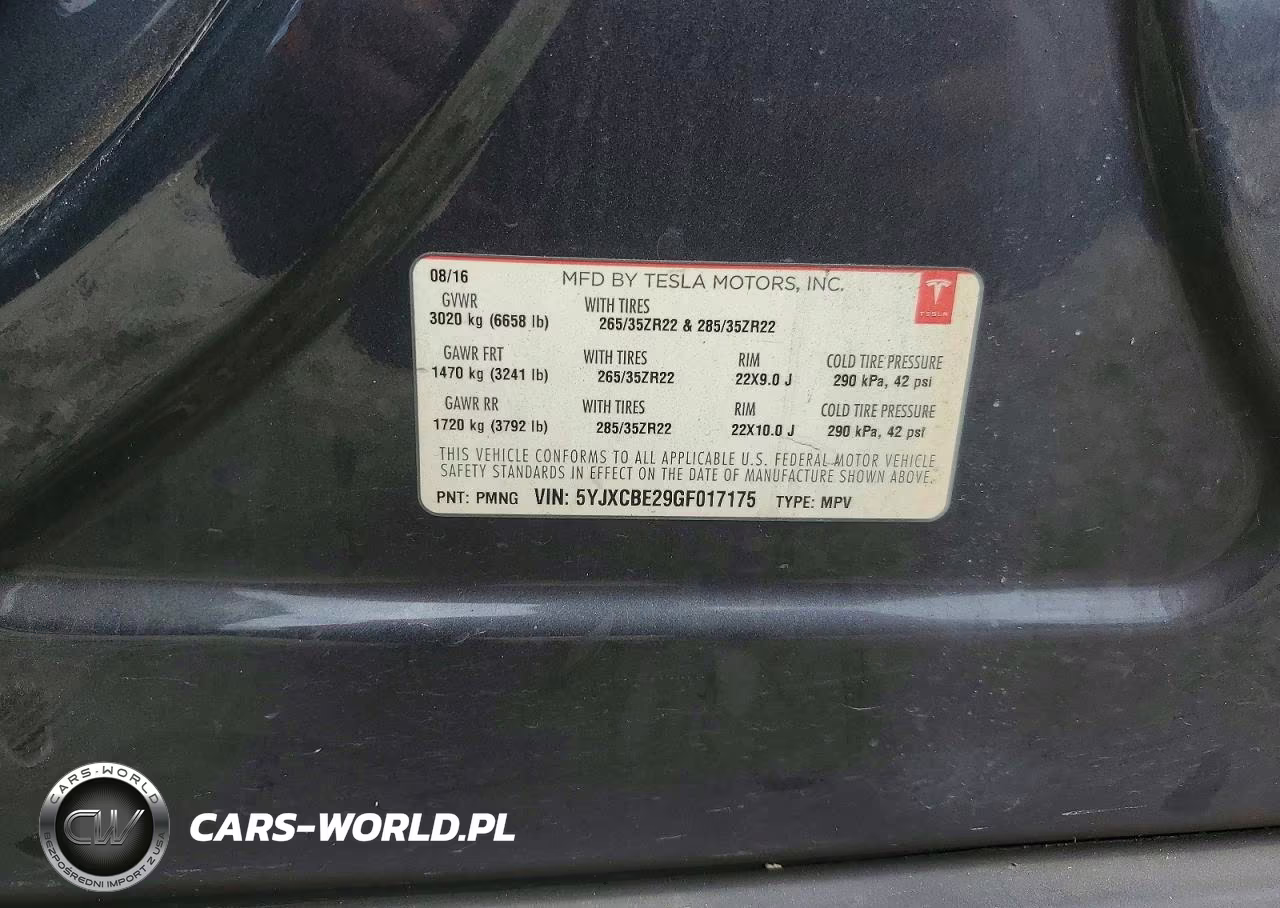 2016 Tesla Model X VIN:5YJXCBE29GF017175 - 14