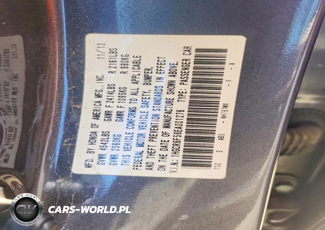 2014 Honda Accord Hybrid Exl VIN:1HGCR6F56EA001276 - 12