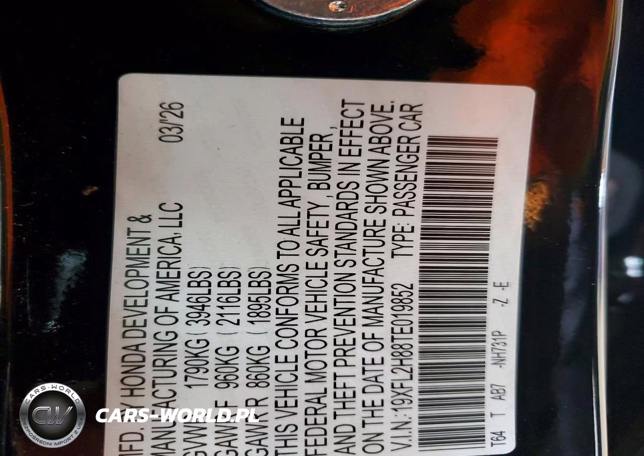2026 Honda Civic Sport VIN:19XFL2H88TE019852 - 12