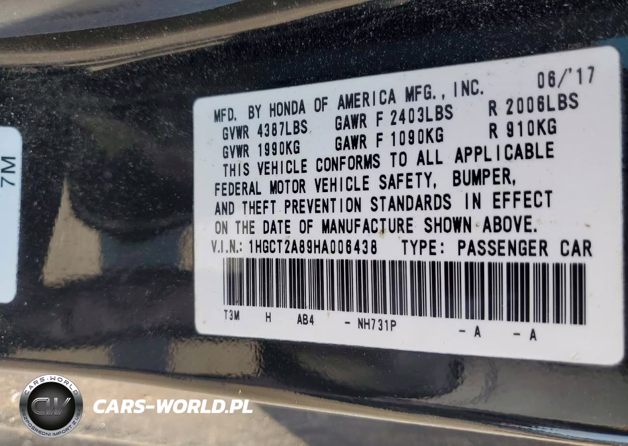 2017 Honda Accord Exl VIN:1HGCT2A89HA006438 - 12