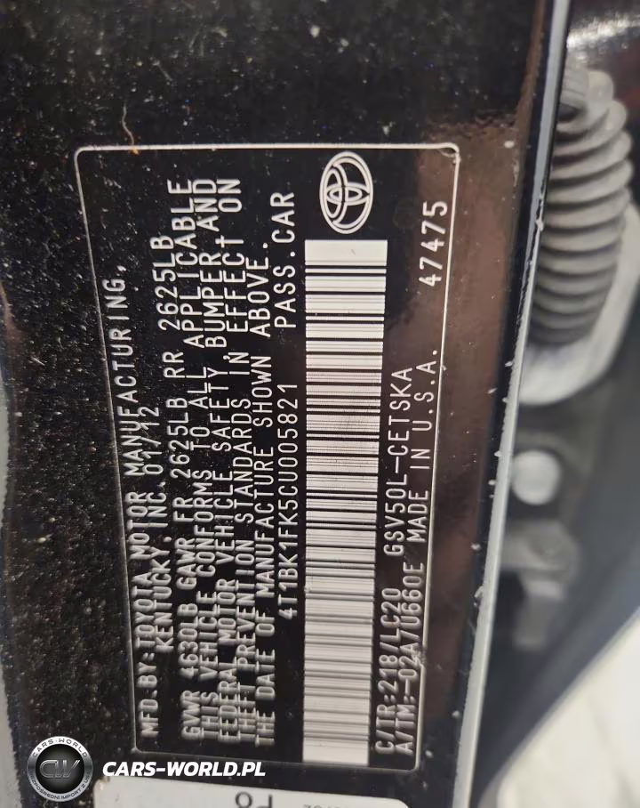 2012 Toyota Camry Se V6 VIN:4T1BK1FK5CU005821 - 12