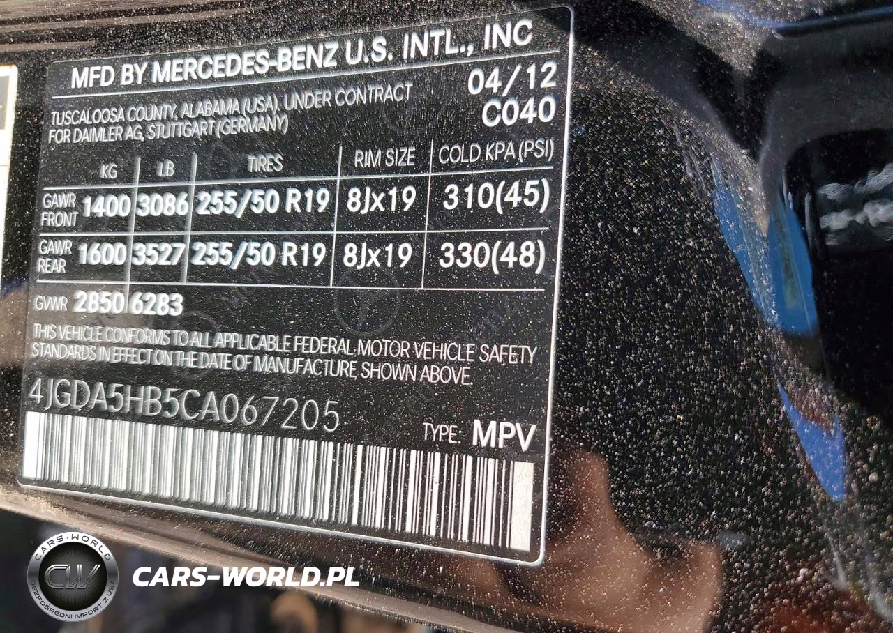 2012 Mercedes-Benz Ml 350 4Matic VIN:4JGDA5HB5CA067205 - 14