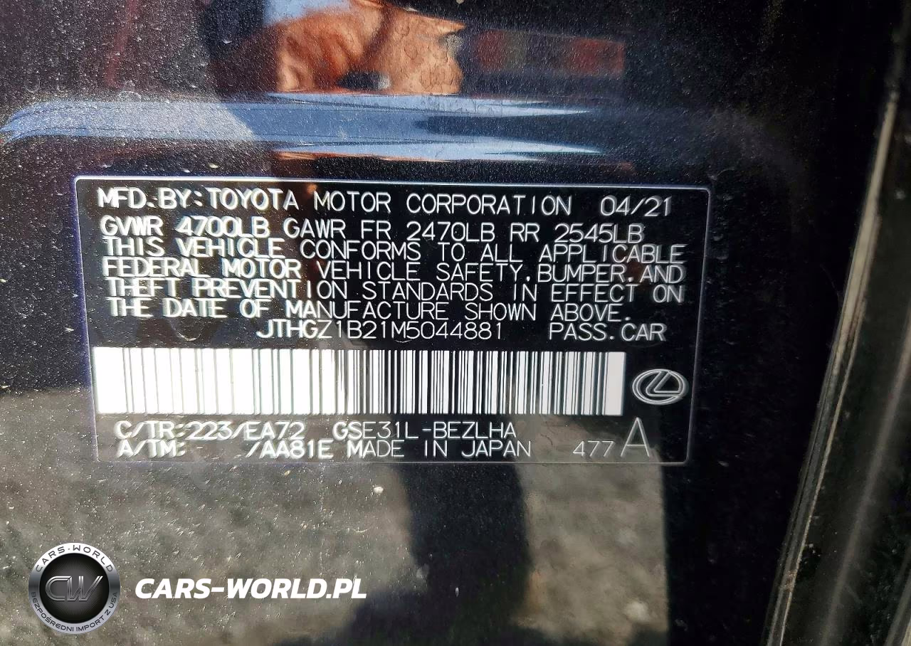 2021 Lexus Is 350 F Sport VIN:JTHGZ1B21M5044881 - 13
