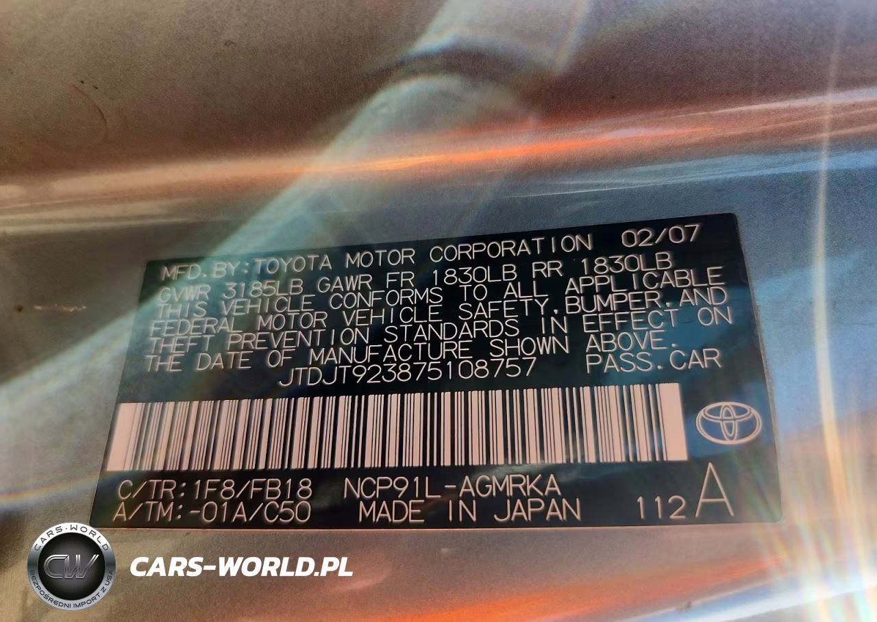 2007 Toyota Yaris Base VIN:JTDJT923875108757 - 12