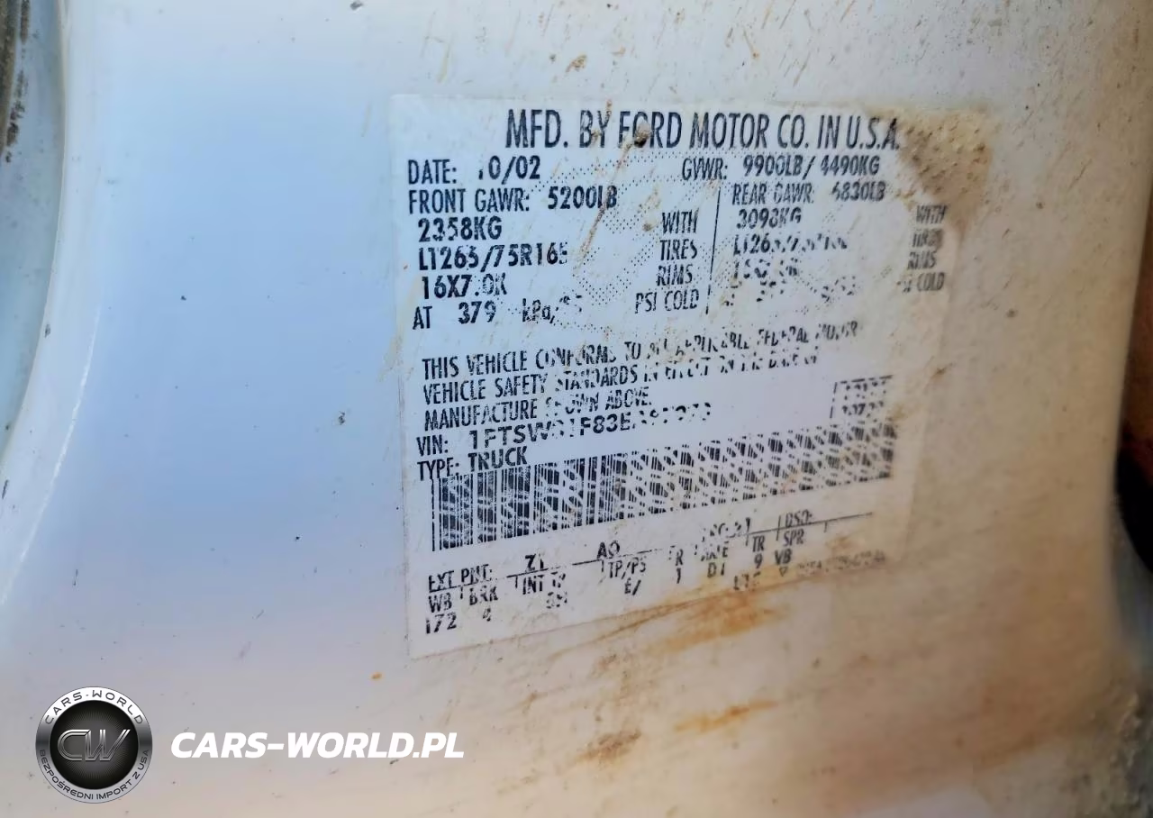 2003 Ford F350 Srw Super Duty VIN:1FTSW31F83EA97970 - 12