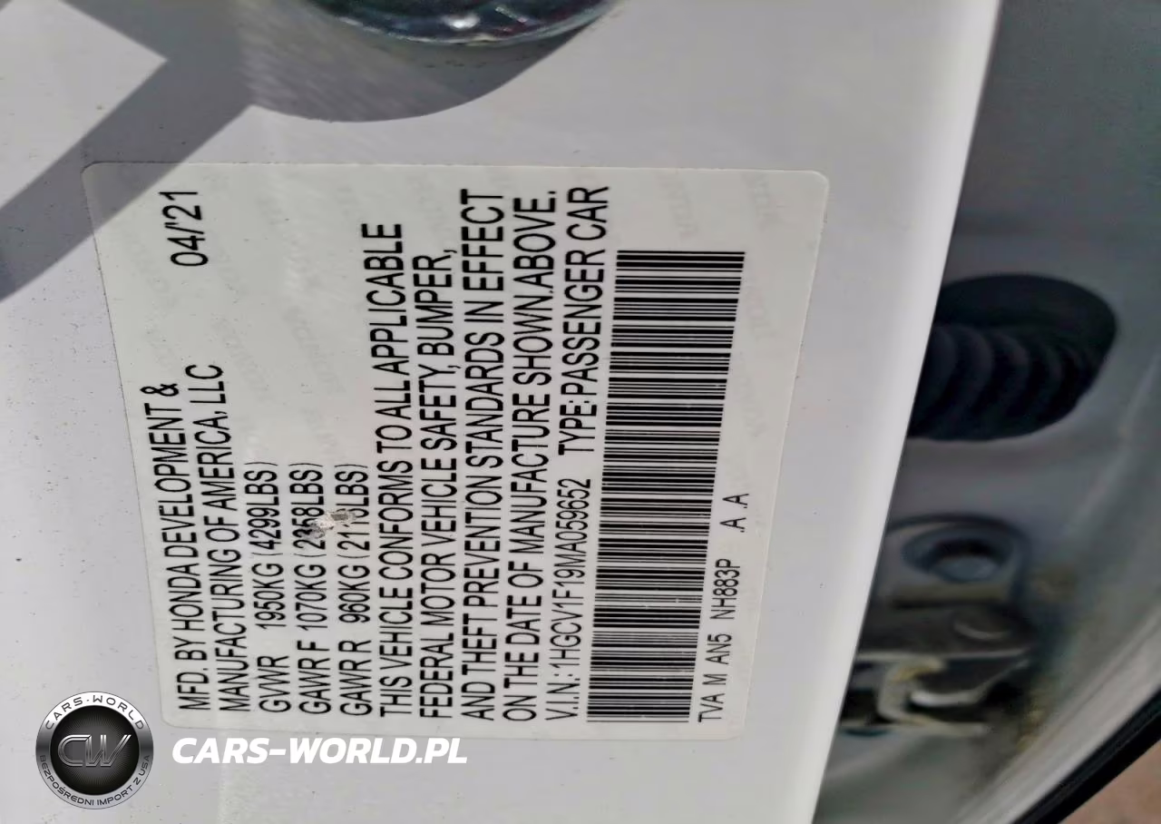 2021 Honda Accord Lx VIN:1HGCV1F19MA059652 - 12