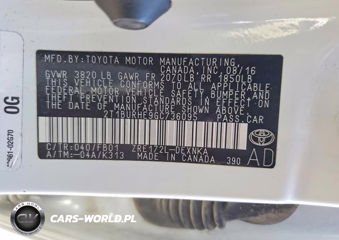 2016 Toyota Corolla Le VIN:2T1BURHE9GC736095 - 12