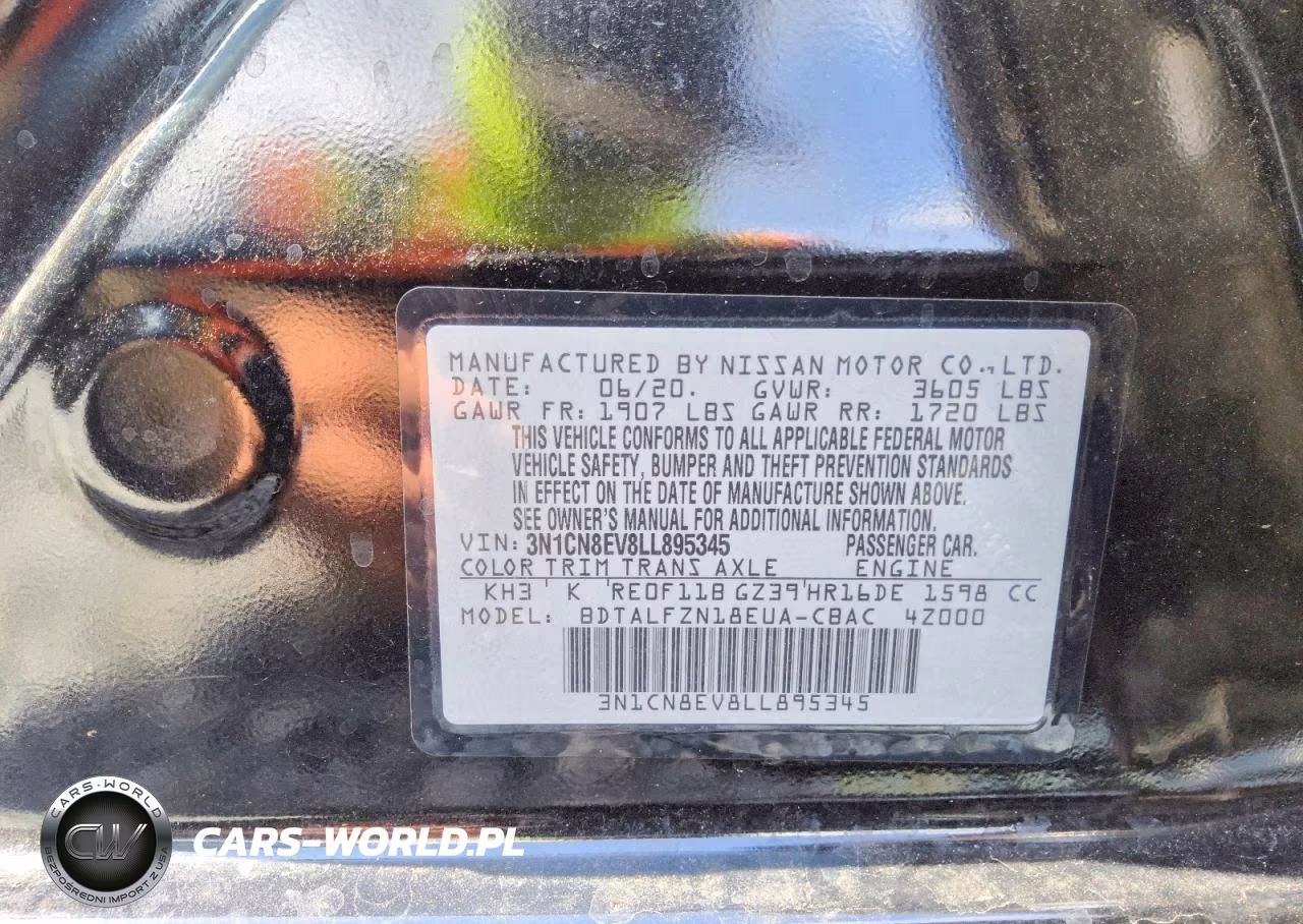 2020 Nissan Versa Sv VIN:3N1CN8EV8LL895345 - 12