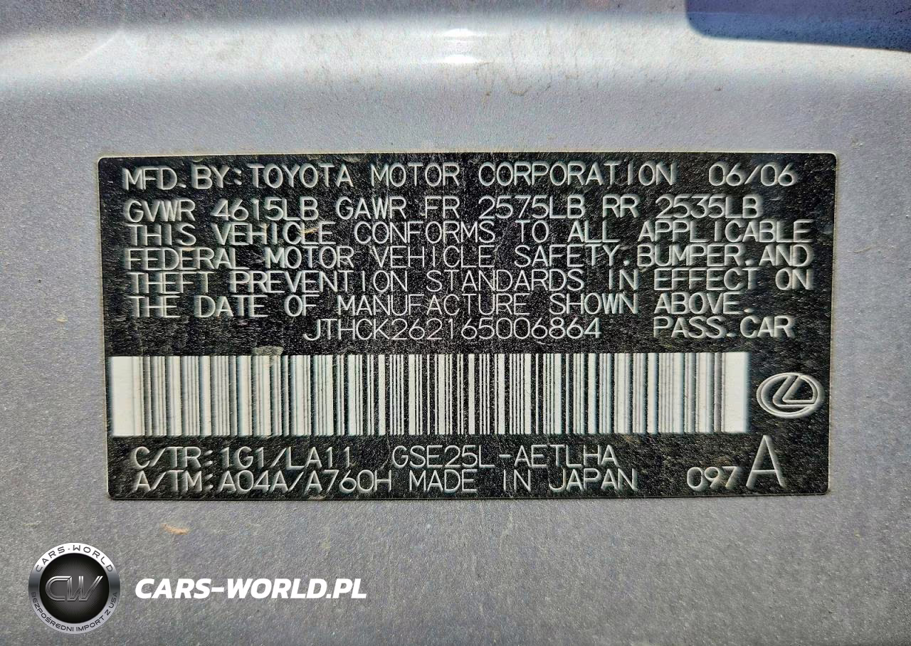 2006 Lexus Is 250 VIN:JTHCK262165006864 - 12