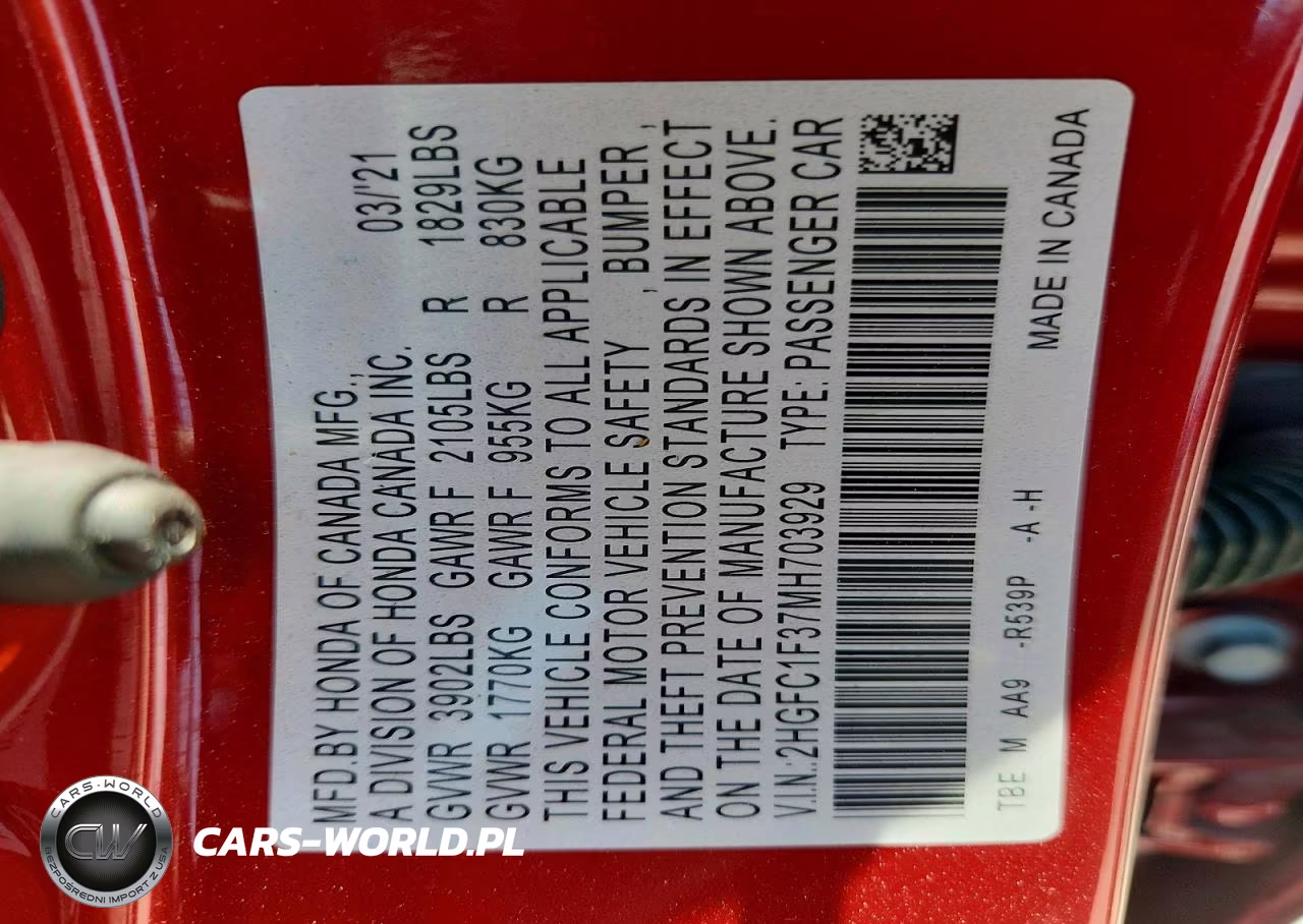 2021 Honda Civic Ex VIN:2HGFC1F37MH703929 - 13
