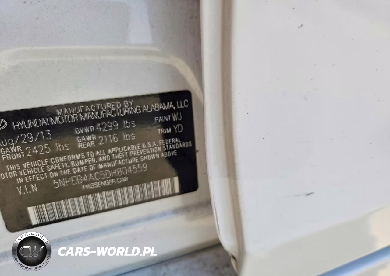 2013 Hyundai Sonata Gls VIN:5NPEB4AC5DH804559 - 12