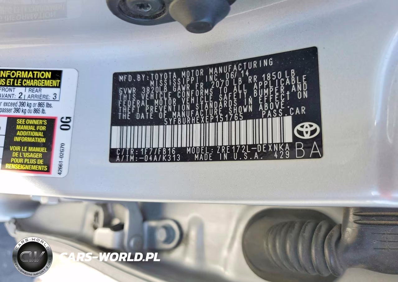 2014 Toyota Corolla Le Plus VIN:5YFBURHEXEP151765 - 12