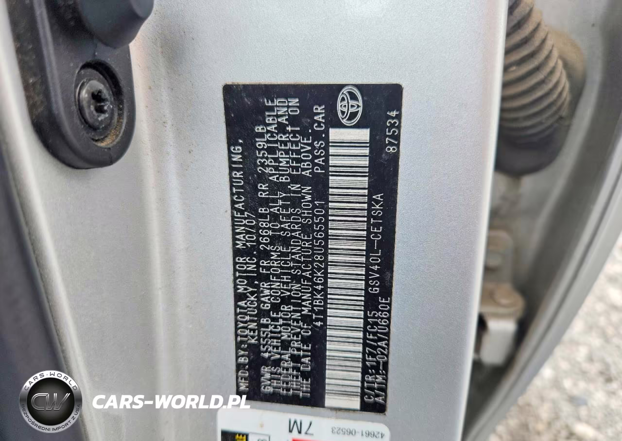 2008 Toyota Camry Se V6 VIN:4T1BK46K28U565501 - 12