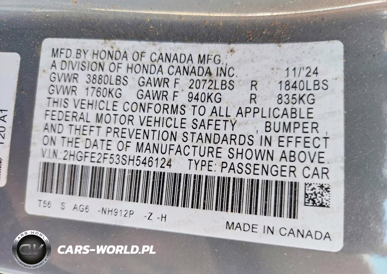 2025 Honda Civic Sport VIN:2HGFE2F53SH546124 - 12