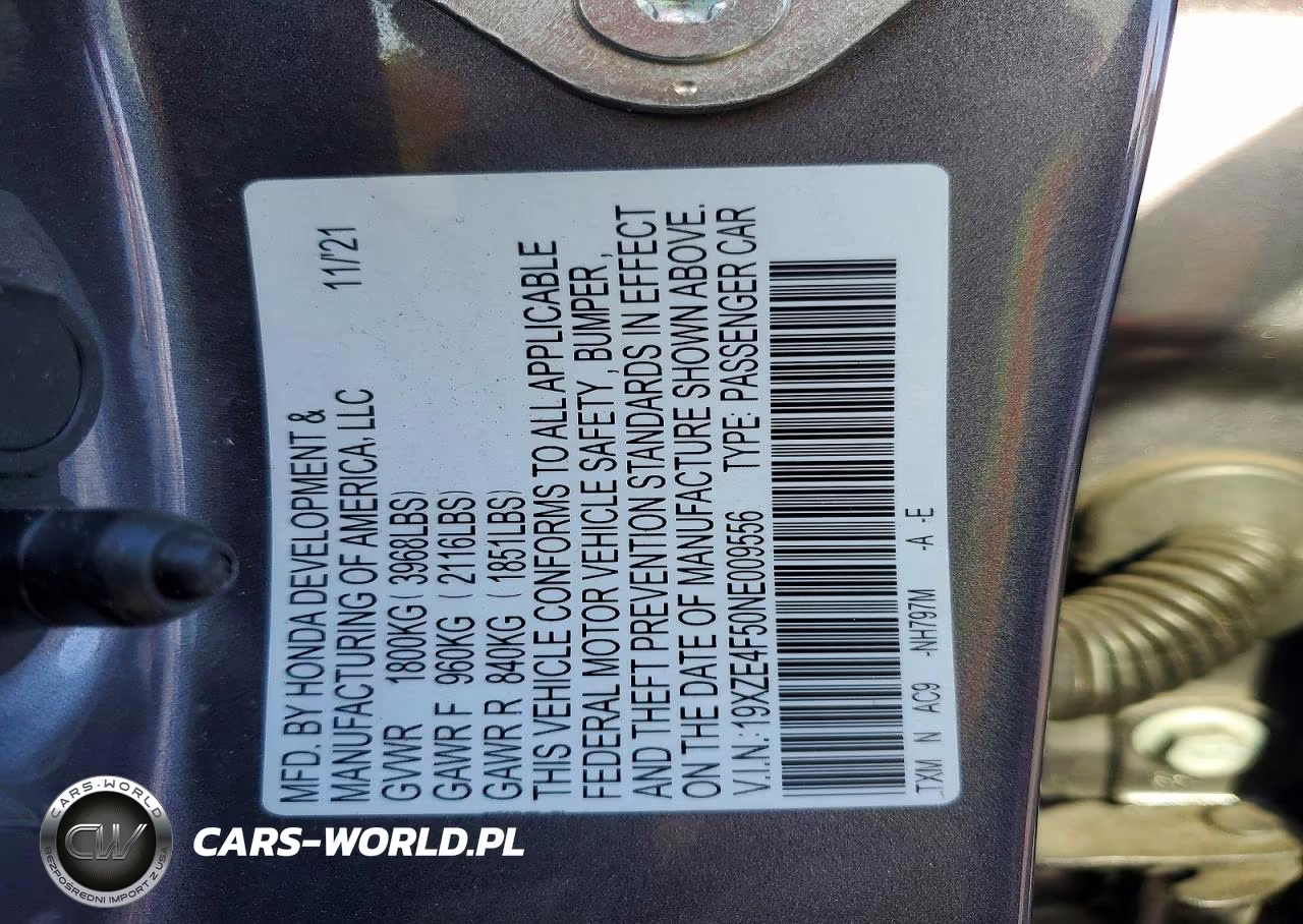 2022 Honda Insight Ex VIN:19XZE4F50NE009556 - 12