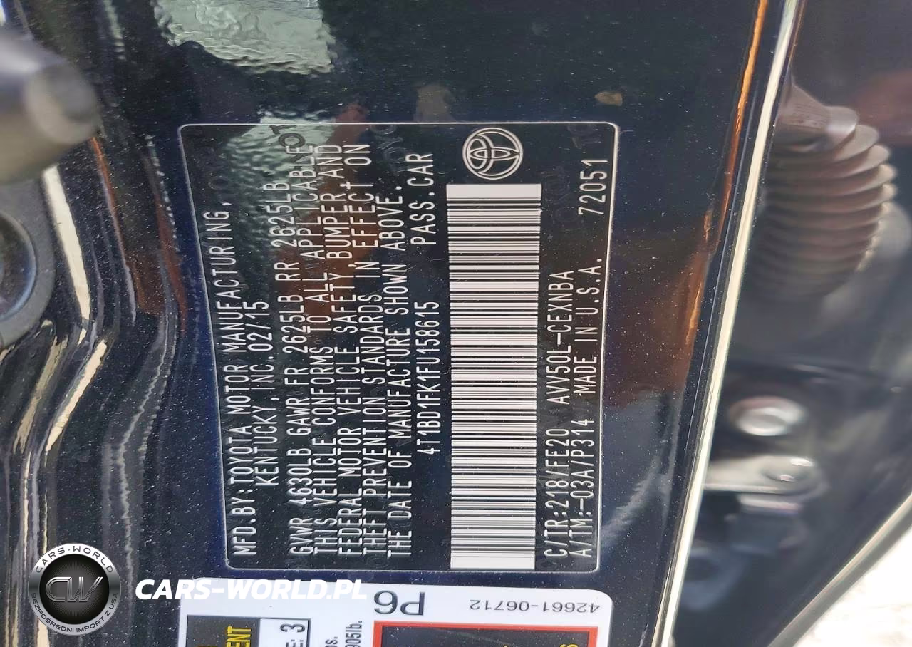 2015 Toyota Camry Hybrid Le VIN:4T1BD1FK1FU158615 - 13