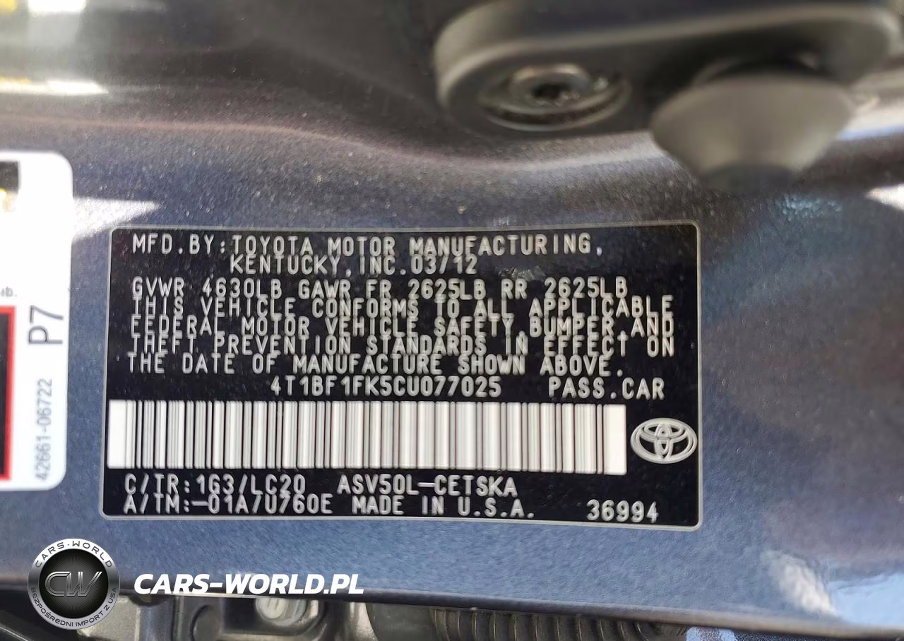 2012 Toyota Camry Se VIN:4T1BF1FK5CU077025 - 13