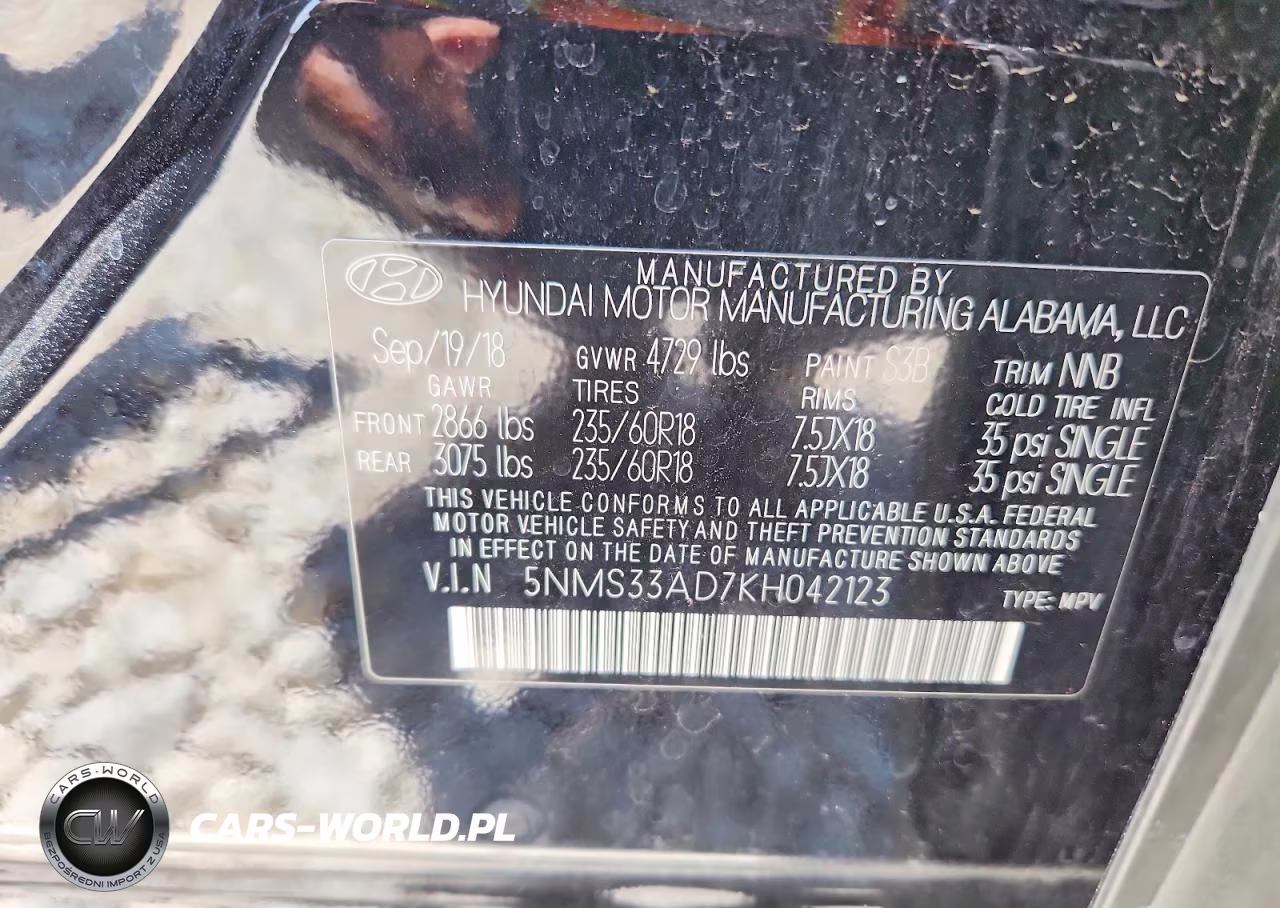 2019 Hyundai Santa Fe Sel Plus 2.4L VIN:5NMS33AD7KH042123 - 13