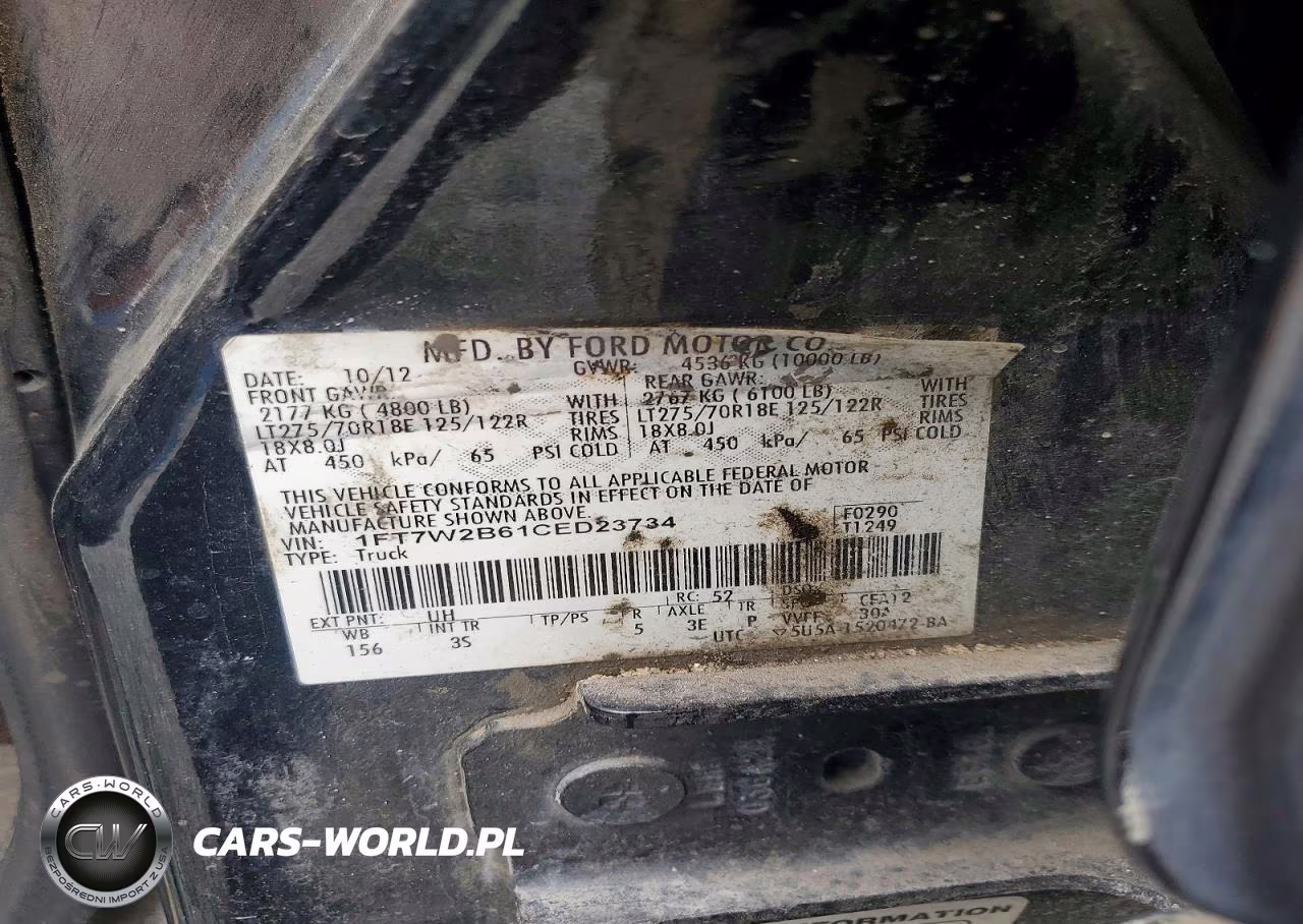 2012 Ford F250 Super Duty VIN:1FT7W2B61CED23734 - 12