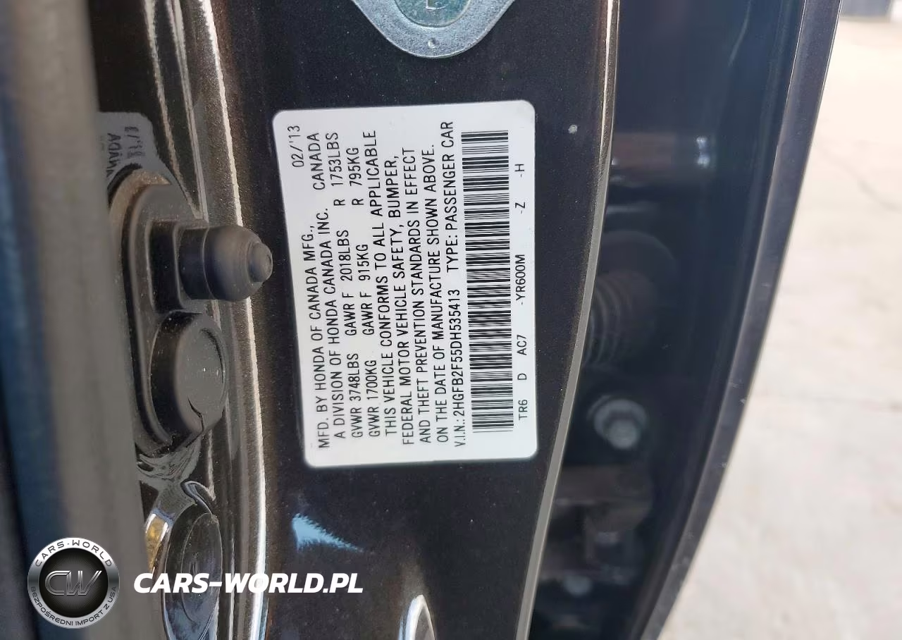 2013 Honda Civic Lx VIN:2HGFB2F55DH535413 - 12