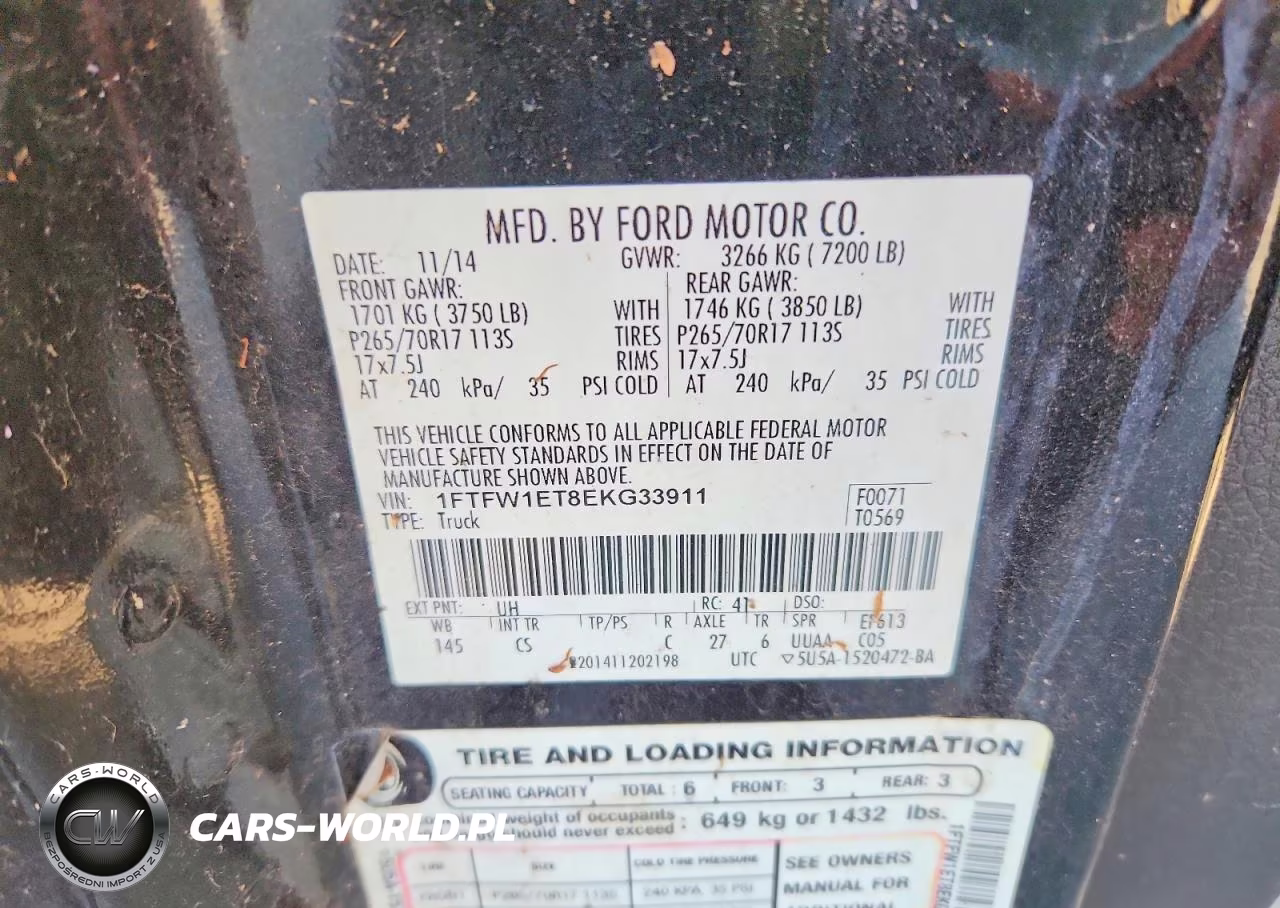 2014 Ford F150 Lariat VIN:1FTFW1ET8EKG33911 - 13
