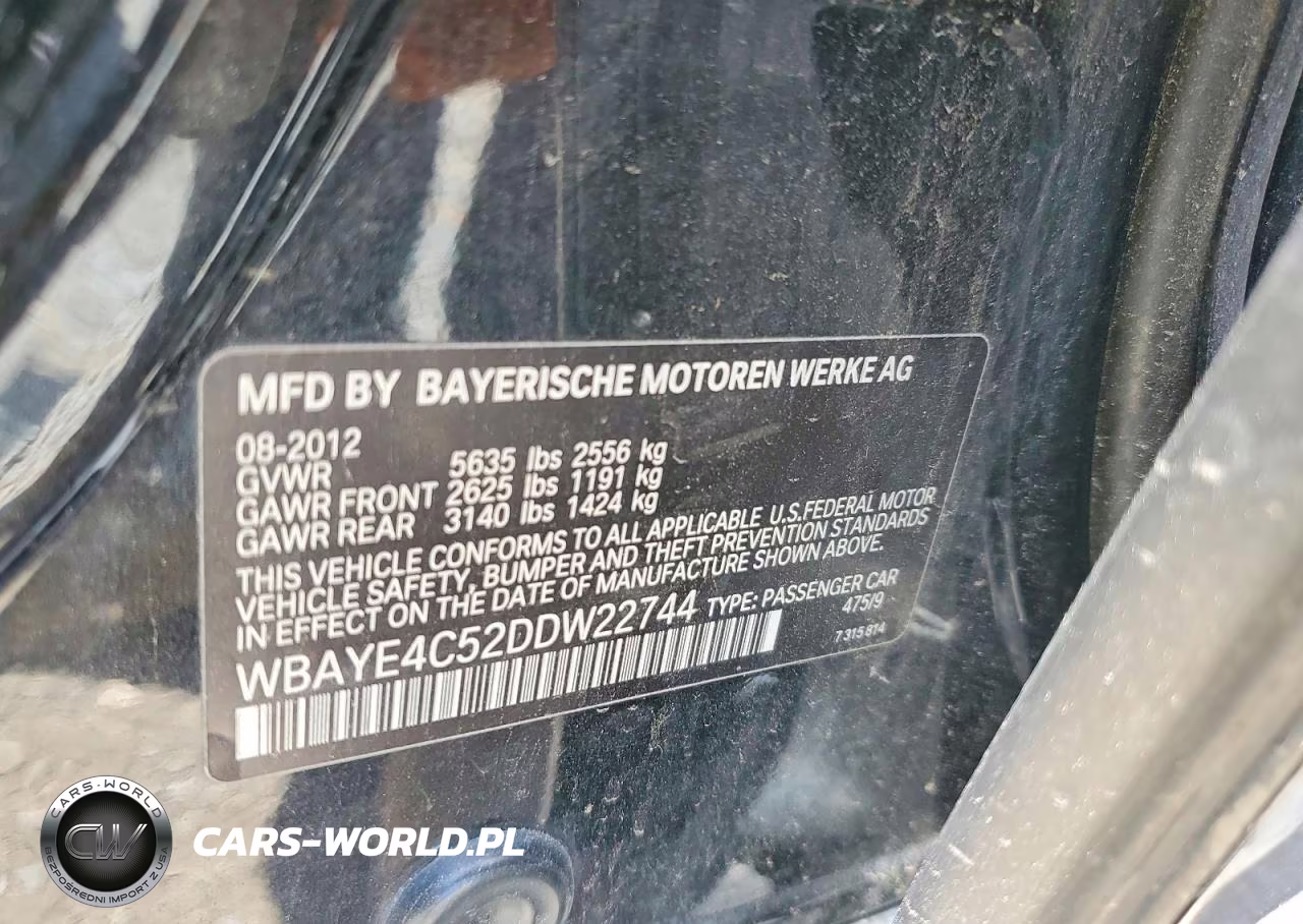 2013 BMW 740 Li VIN:WBAYE4C52DDW22744 - 12
