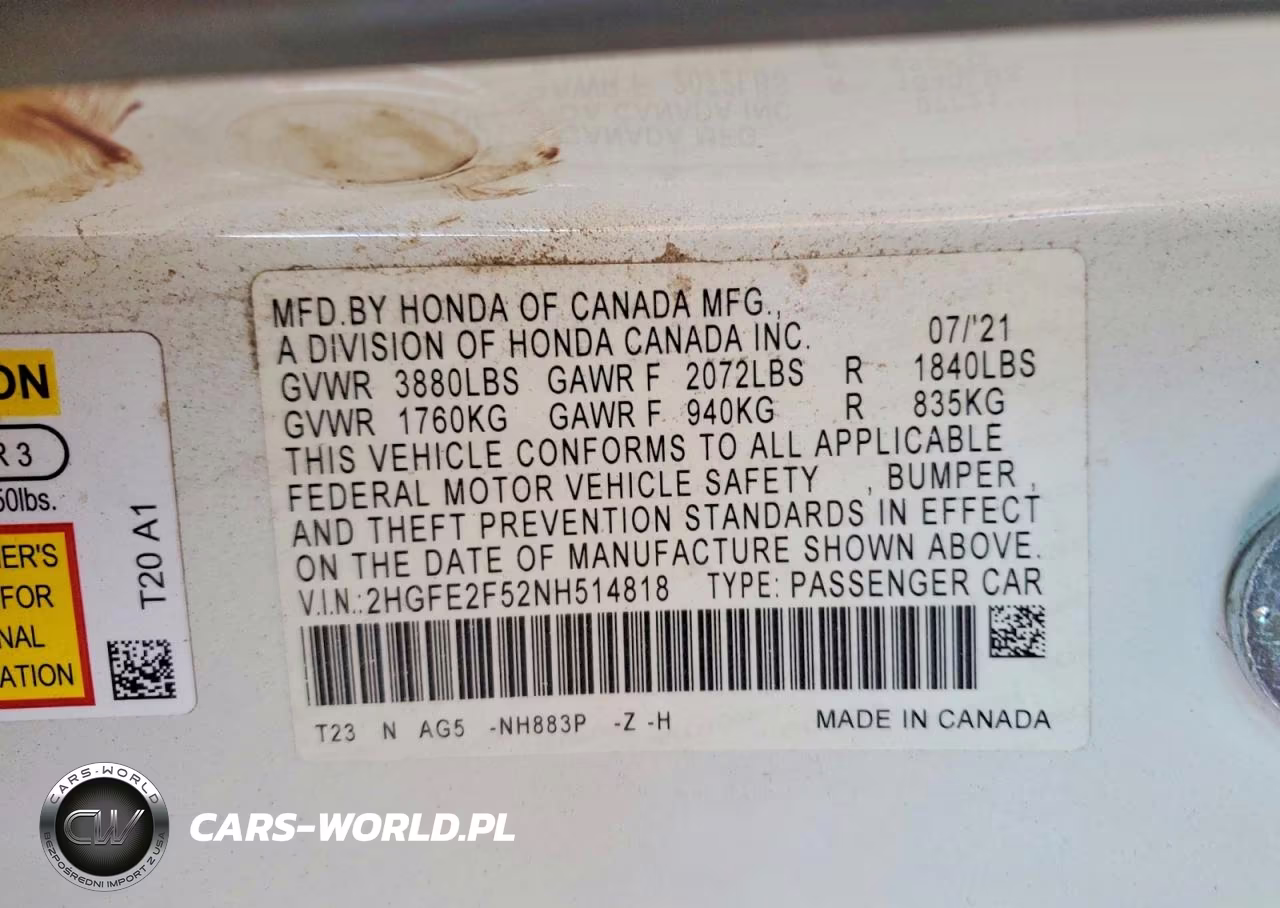 2022 Honda Civic Sport VIN:2HGFE2F52NH514818 - 12