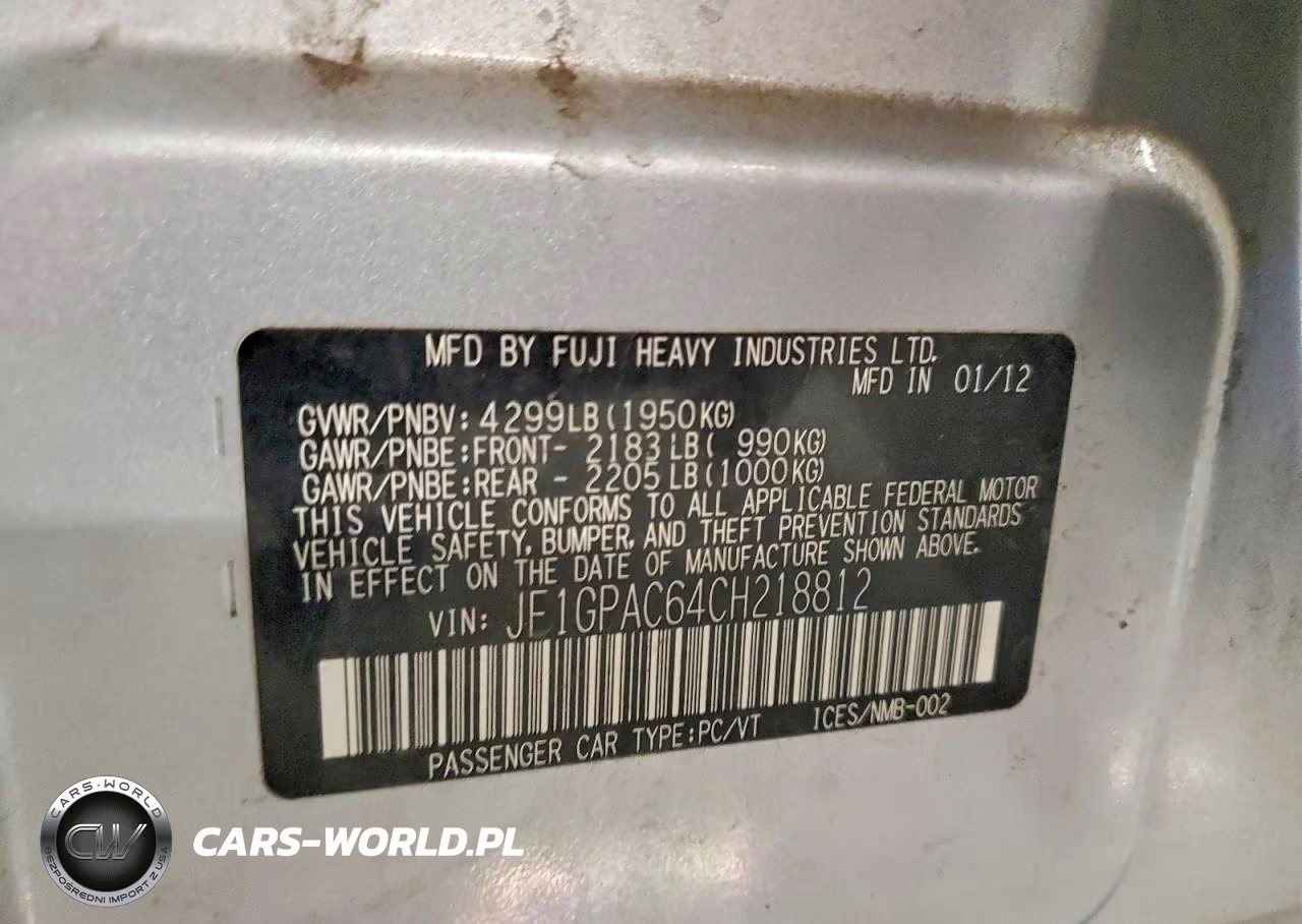 2012 Subaru Impreza Premium VIN:JF1GPAC64CH218812 - 13