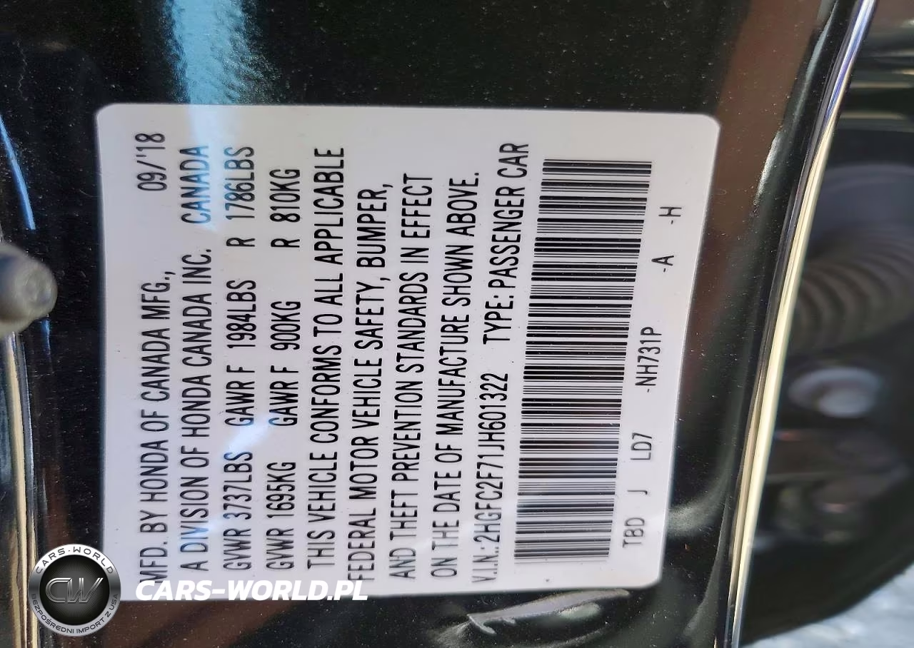2018 Honda Civic Ex VIN:2HGFC2F71JH601322 - 12