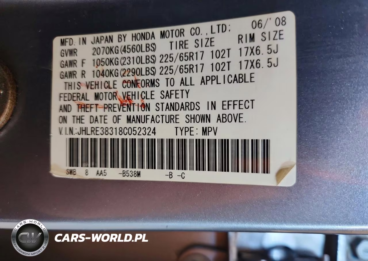 2008 Honda Cr-V Lx VIN:JHLRE38318C052324 - 12