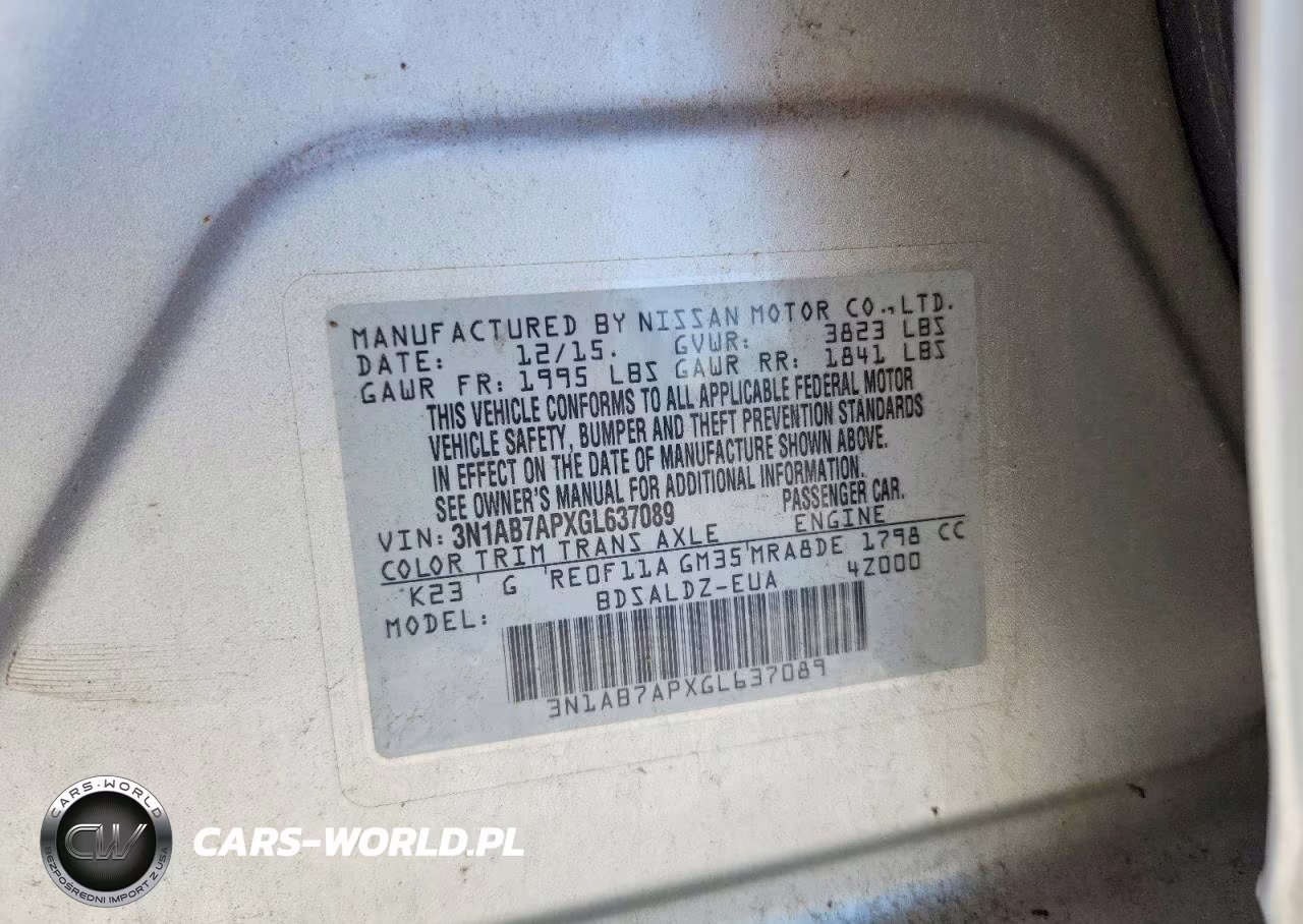 2016 Nissan Sentra Sv VIN:3N1AB7APXGL637089 - 12