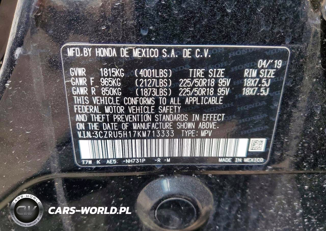 2019 Honda Hr-V Sport VIN:3CZRU5H17KM713333 - 14