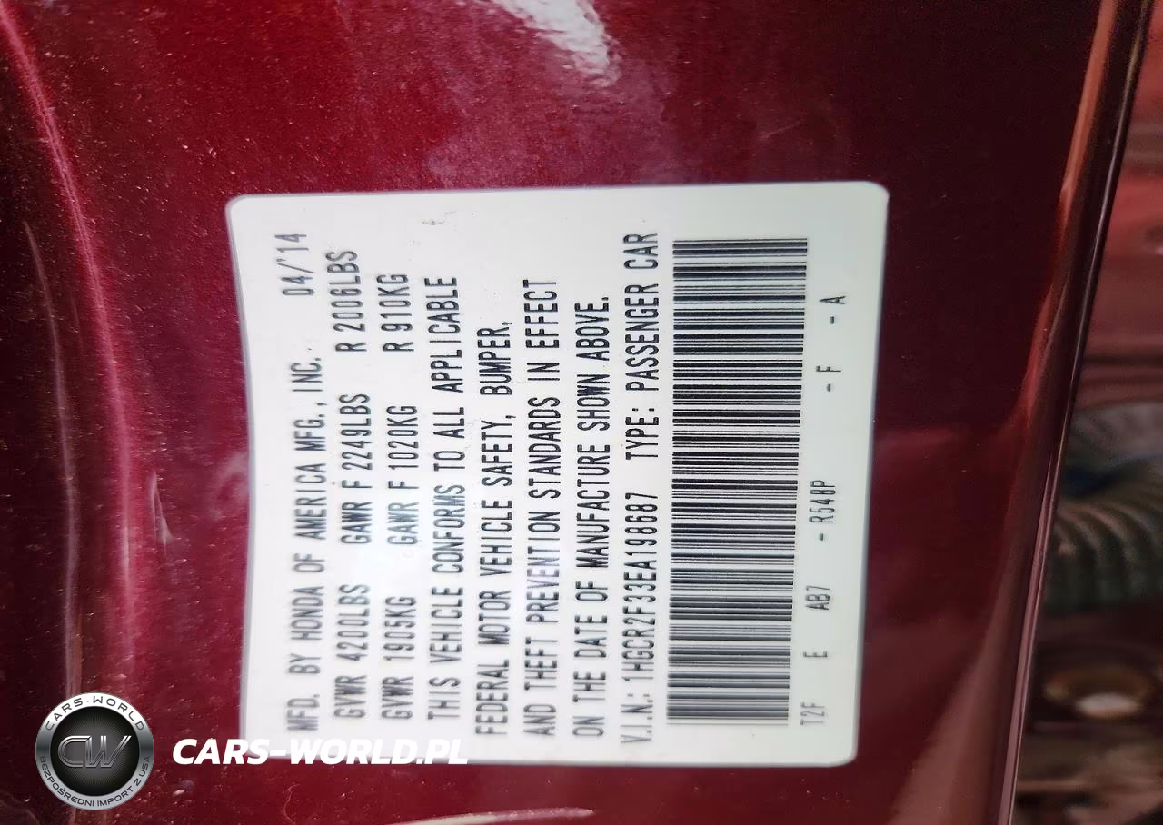 2014 Honda Accord Lx VIN:1HGCR2F33EA198687 - 13