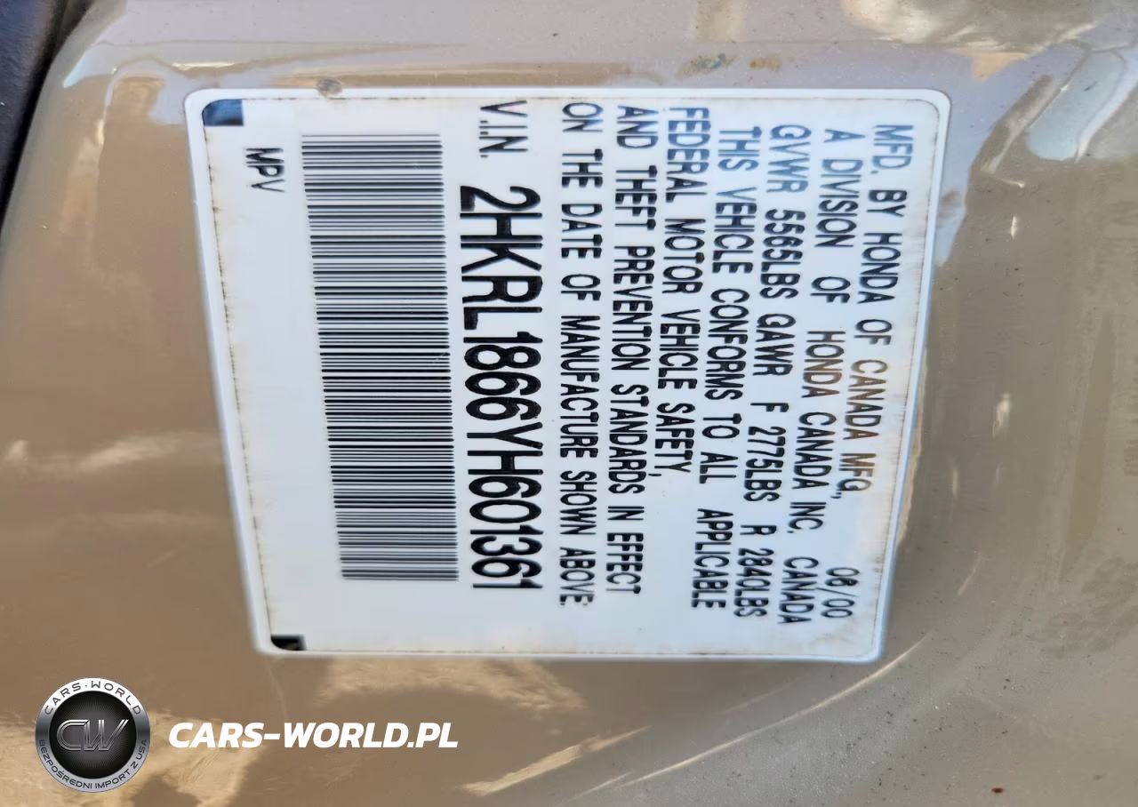 2000 Honda Odyssey Ex VIN:2HKRL1866YH601361 - 14