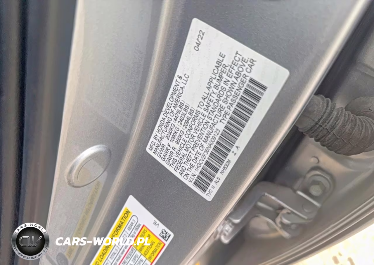 2022 Honda Accord Sport VIN:1HGCV2F36NA009123 - 10