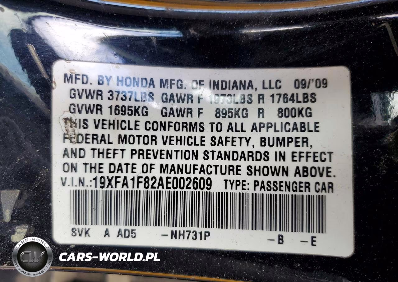 2010 Honda Civic Ex VIN:19XFA1F82AE002609 - 12