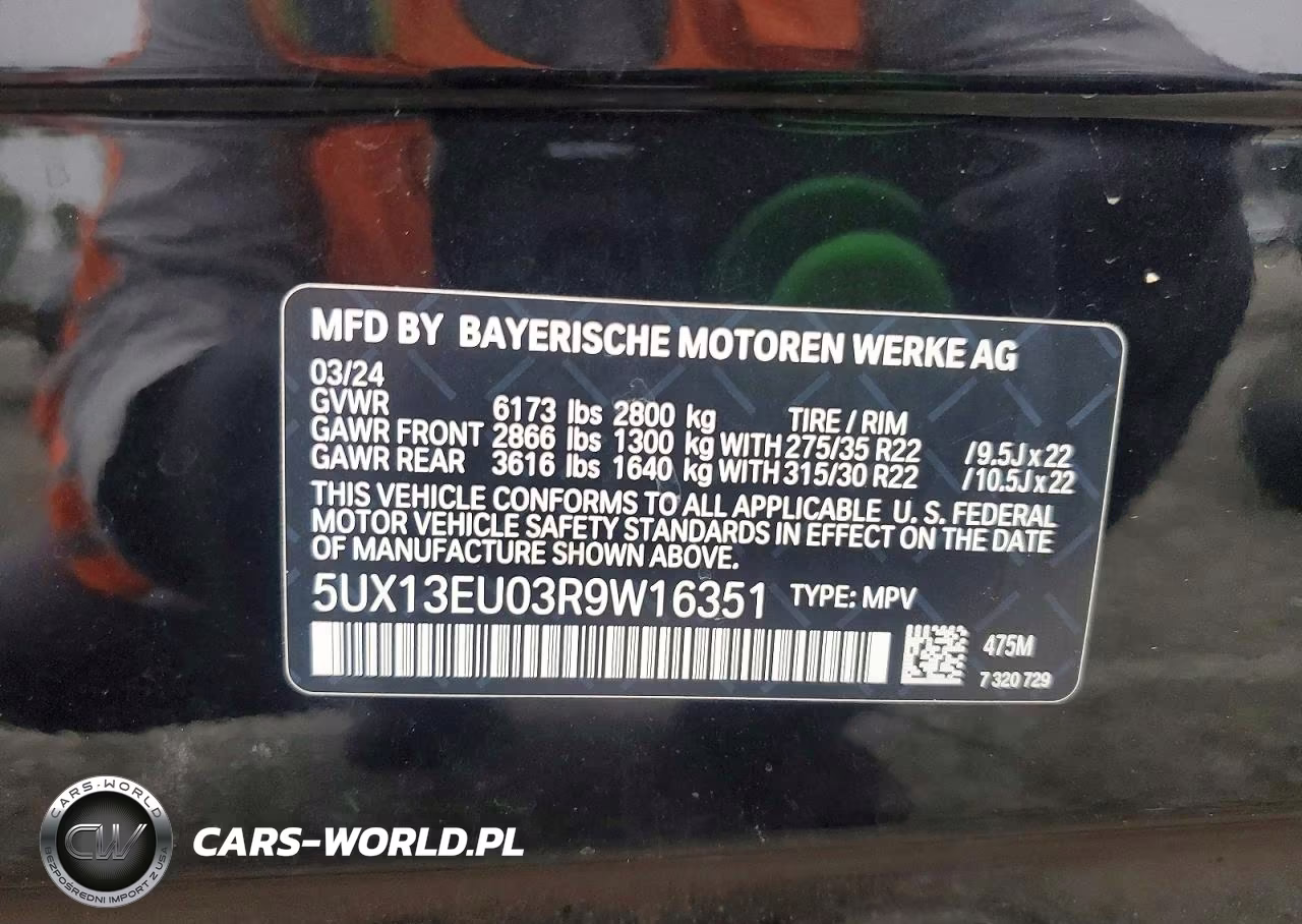 2024 BMW X5 Sdrive 40I VIN:5UX13EU03R9W16351 - 14