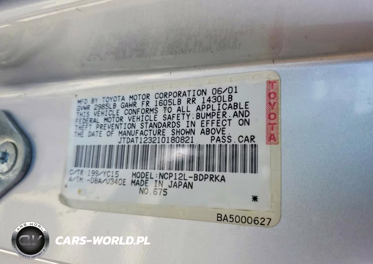 2001 Toyota Echo Base VIN:JTDAT123210180821 - 12