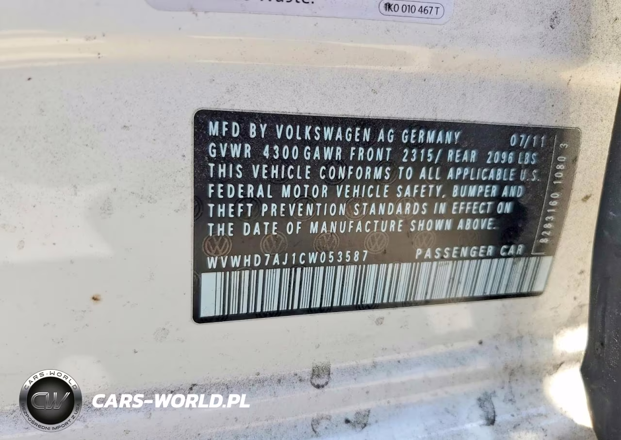 2012 Volkswagen Gti VIN:WVWHD7AJ1CW053587 - 13