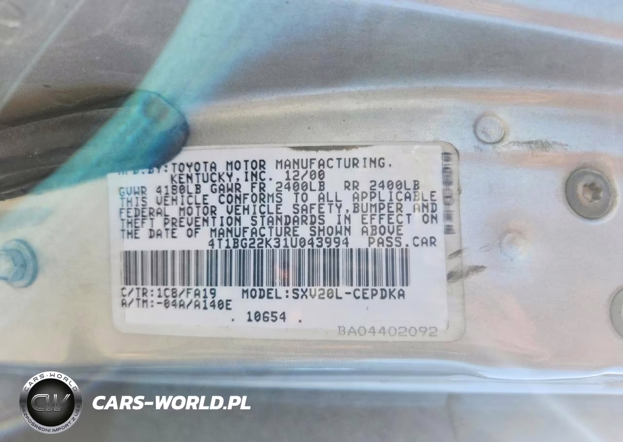 2001 Toyota Camry Ce VIN:4T1BG22K31U043994 - 12