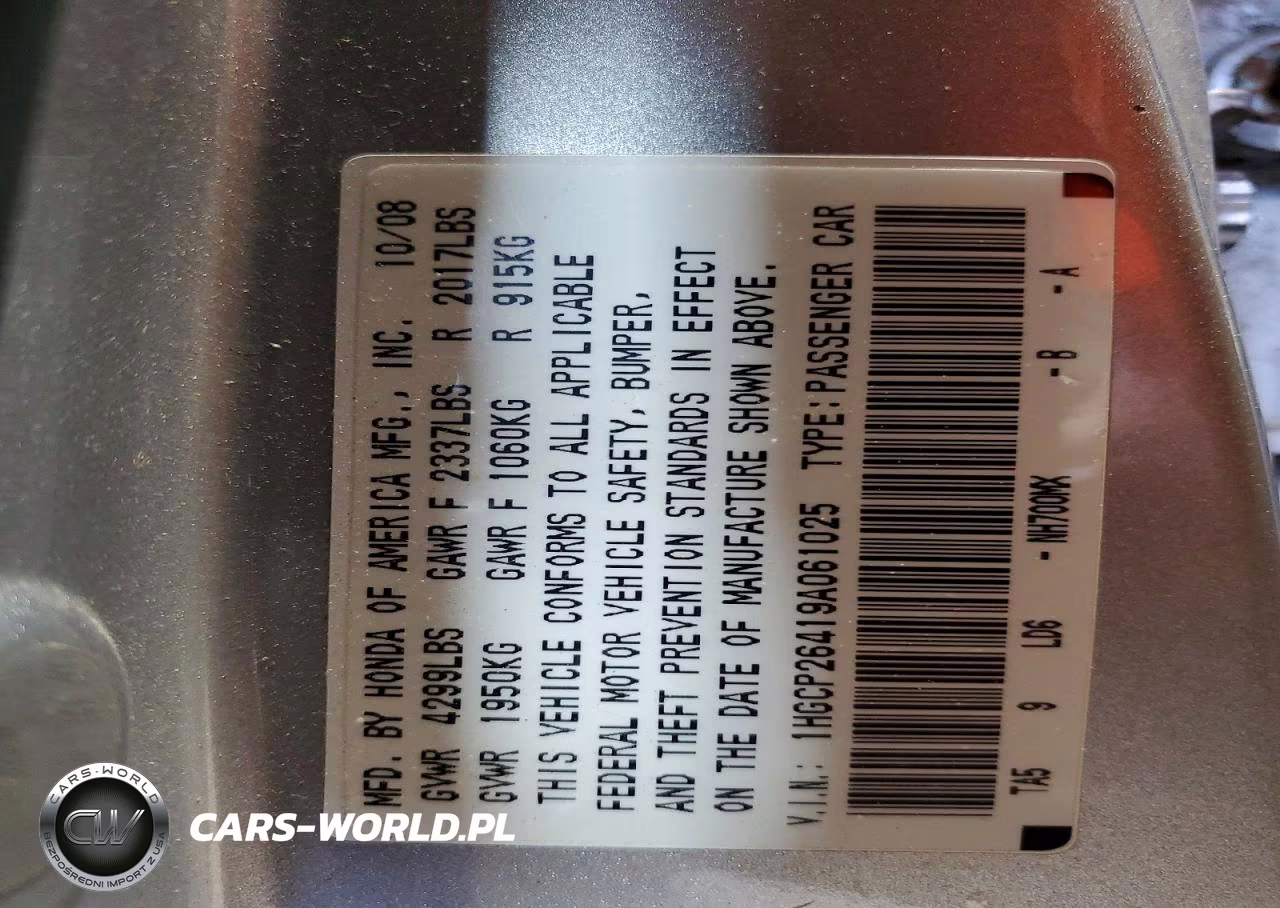 2009 Honda Accord Lxp VIN:1HGCP26419A061025 - 12